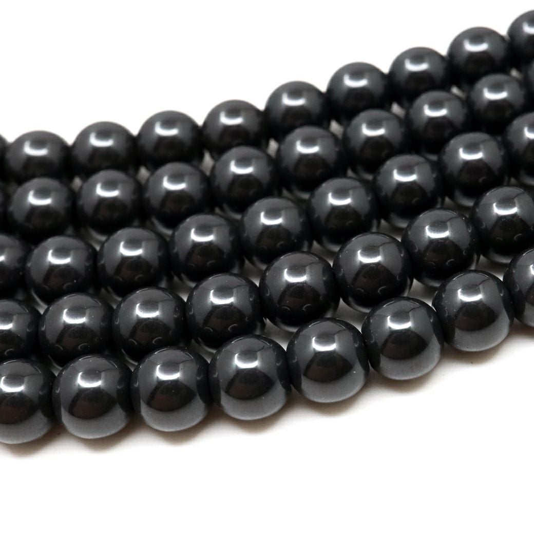 北投石 ビーズ パーツ 6mm 黒色 ブラック 一連 約40cm 台湾産 ほくとうせき セラミック ラジウム Hokutolite