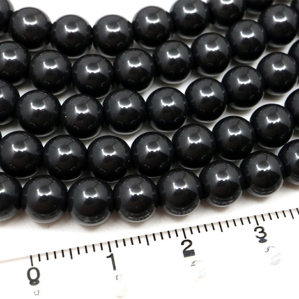 北投石 ビーズ パーツ 6mm 黒色 ブラック 一連 約40cm 台湾産 ほくとうせき セラミック ラジウム Hokutolite