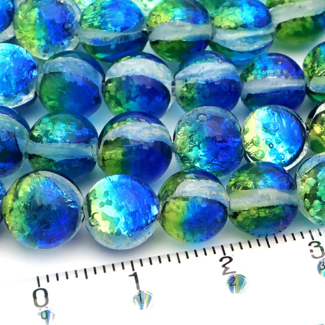 ケラママリン ホタルガラス ビーズ 一連 8mm 50玉 光る 夜光 とんぼ玉 パーツ 沖縄 お土産 慶良間諸島