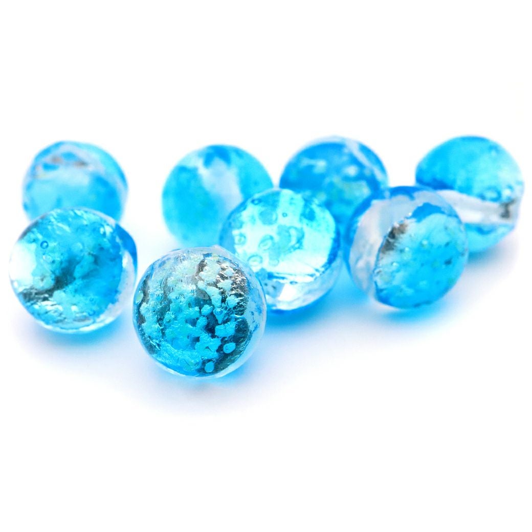 パナリブルー ホタルガラス ビーズ 粒売り 8mm 光る 夜光 バラ売り とんぼ玉 パーツ 沖縄 お土産 パナリ島